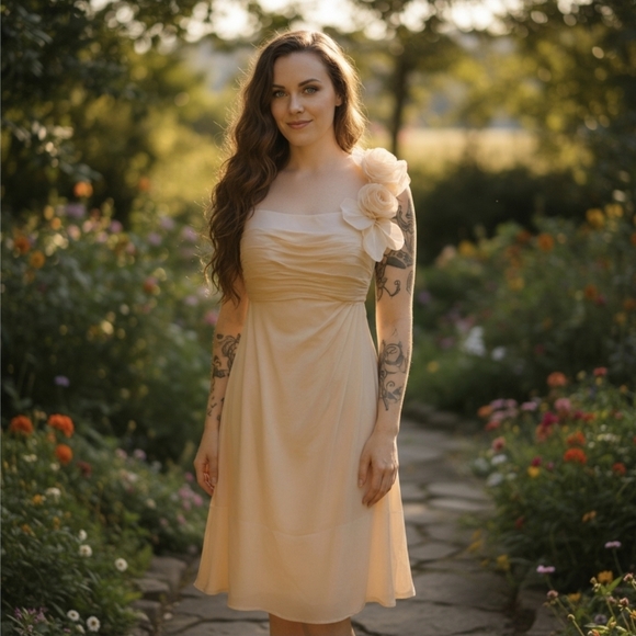 Rickie Freeman for Teri Jon Dresses & Skirts - Vintage Teri Jon ✦ Ivory Silk Formal Dress ✦ Handmade Roses Babydoll Silhouette